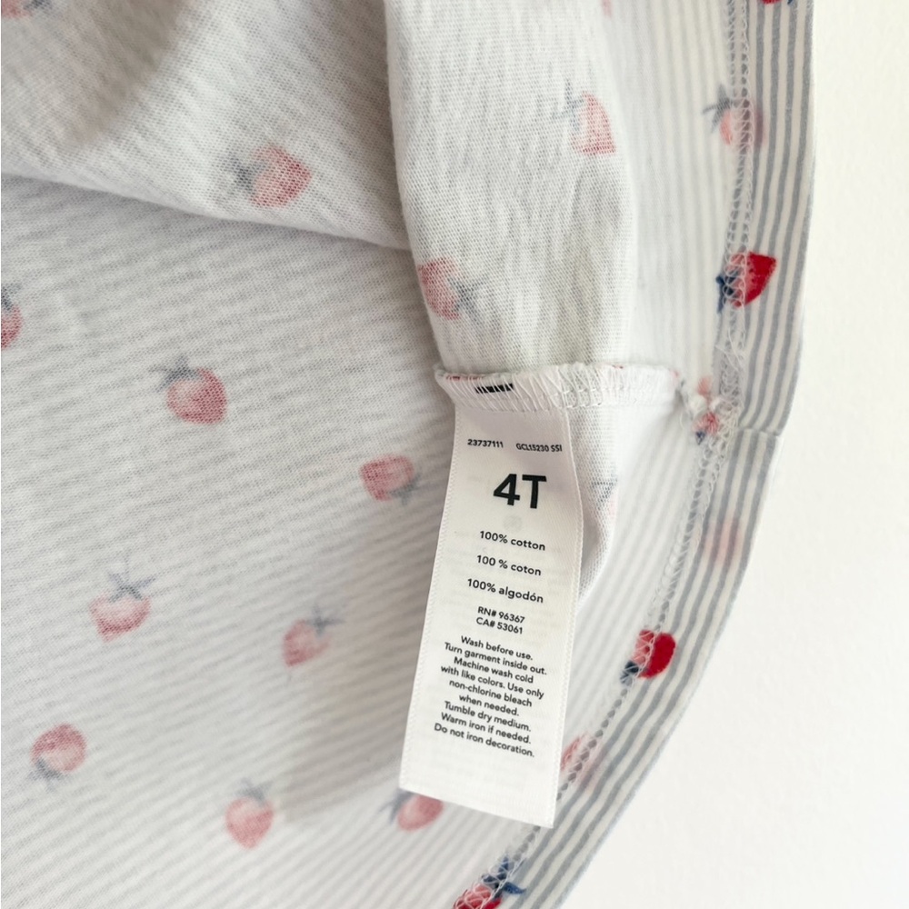 Baby B’Gosh Striped Strawberry Print T-Shirt with Tie Knot Sleeves | Girls 4T - Picture 4 of 4